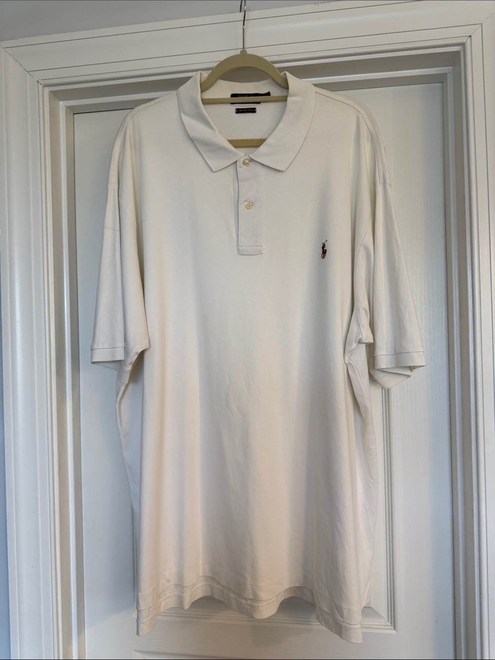 Ralph Lauren Mens Polo Shirt Plus Size 3XL Tall White Pima Soft Touch Pony Logo